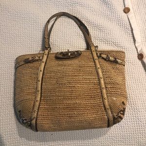 Coach Python Straw Tote